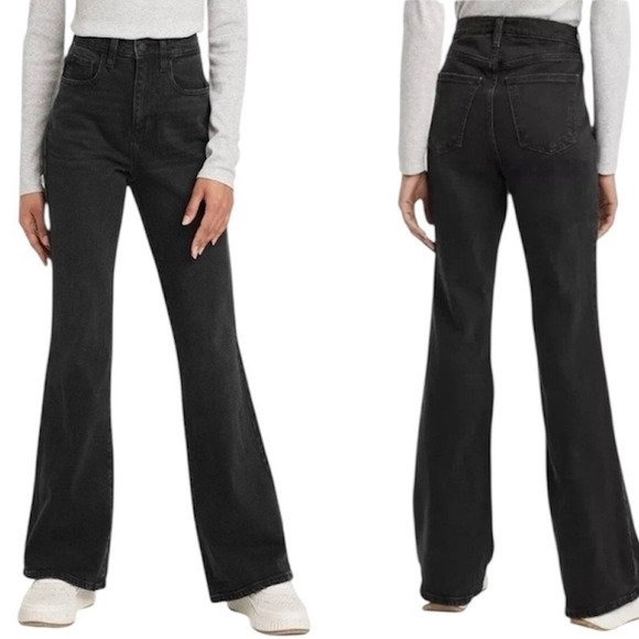 Universal Thread Black Wash High Rise Flare Comfort Stretch Jeans Womens 10 Long - Picture 1 of 13